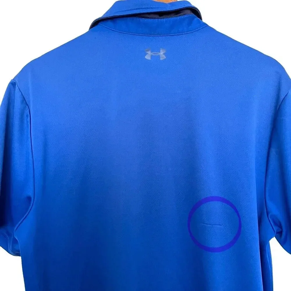 Under Armour Heat Gear Polo Shirt‎ Gold Size Large Preppy Blue